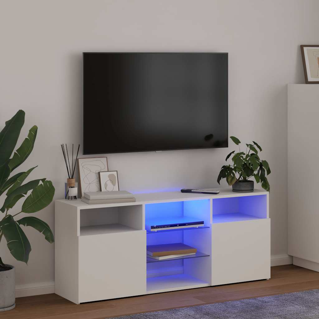 TV-Schrank Weiß mit LED 120 cm