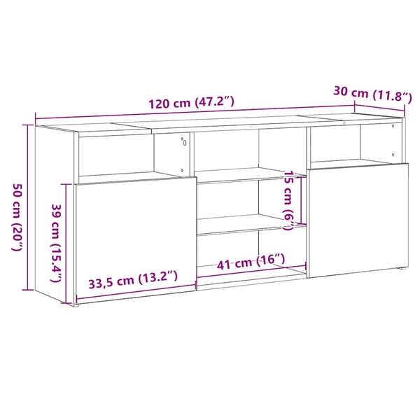 TV-Schrank mit LED Schwarz 120 cm