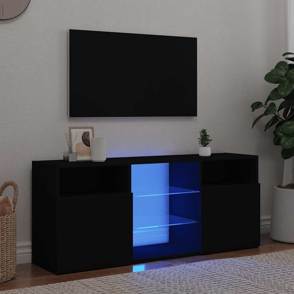 TV-Schrank mit LED Schwarz 120 cm