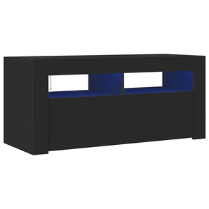 Schwarzer TV-Schrank mit LED 90x35x40 cm