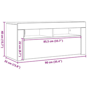 Schwarzer TV-Schrank mit LED 90x35x40 cm