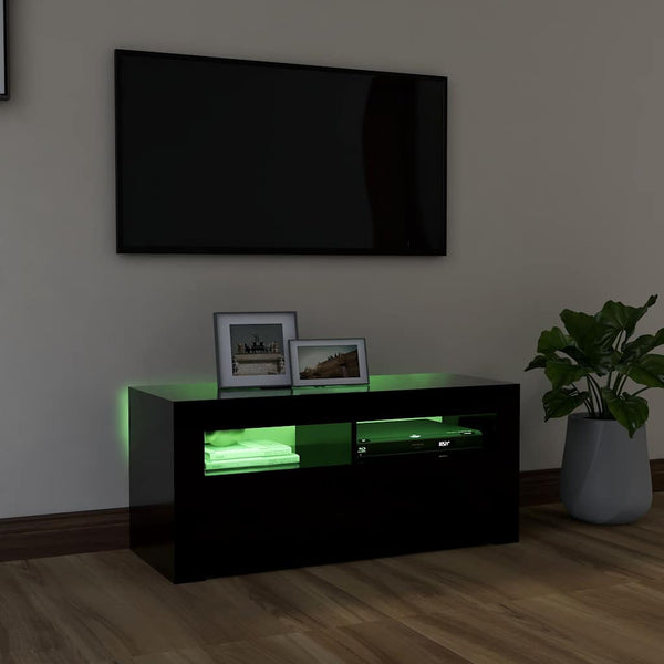 Schwarzer TV-Schrank mit LED 90x35x40 cm