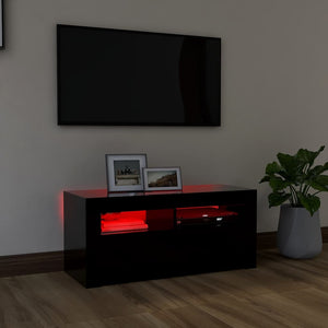 Schwarzer TV-Schrank mit LED 90x35x40 cm
