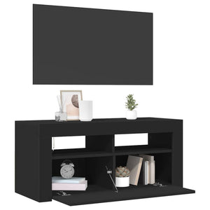 Schwarzer TV-Schrank mit LED 90x35x40 cm