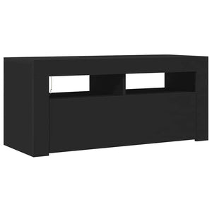 Schwarzer TV-Schrank mit LED 90x35x40 cm