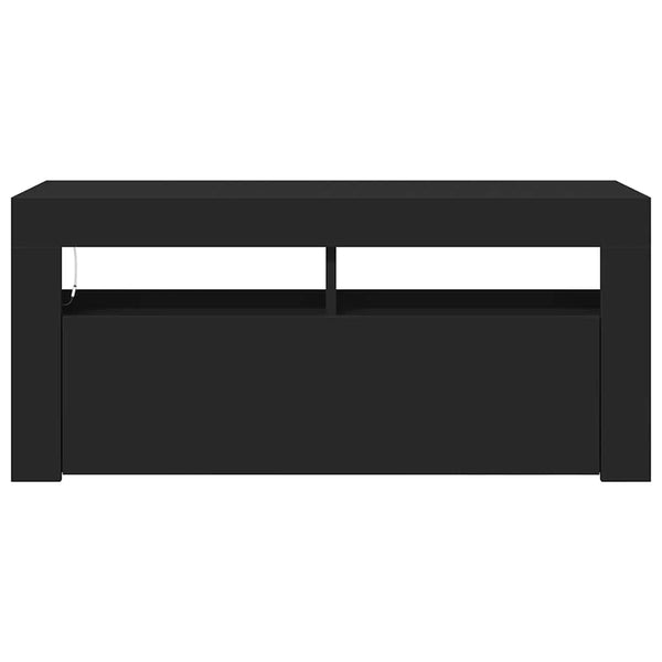 Schwarzer TV-Schrank mit LED 90x35x40 cm