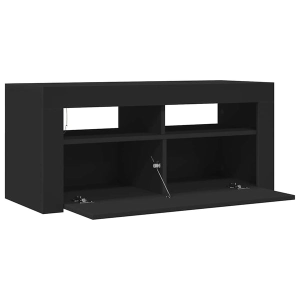 Schwarzer TV-Schrank mit LED 90x35x40 cm