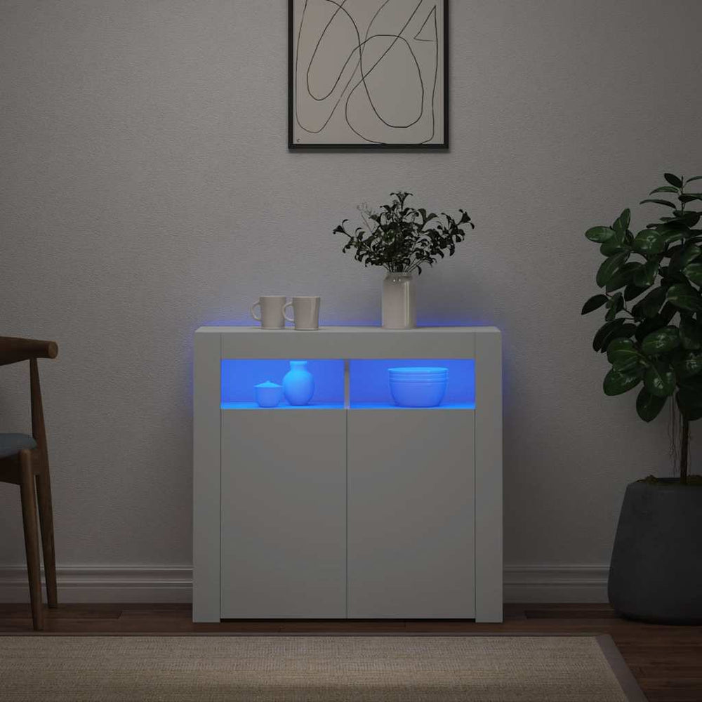 Sideboard mit LED Weiß 80x35x75 cm