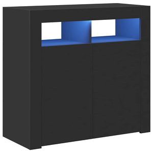 Schwarzes Sideboard mit LED-Leuchten 80 cm