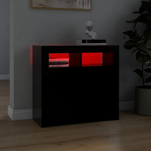 Schwarzes Sideboard mit LED-Leuchten 80 cm