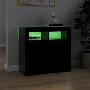 Schwarzes Sideboard mit LED-Leuchten 80 cm