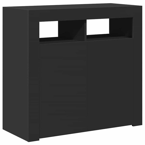 Schwarzes Sideboard mit LED-Leuchten 80 cm