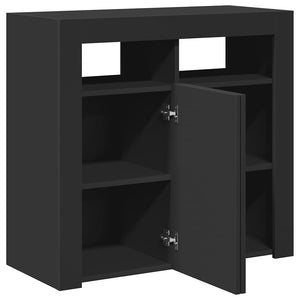 Schwarzes Sideboard mit LED-Leuchten 80 cm
