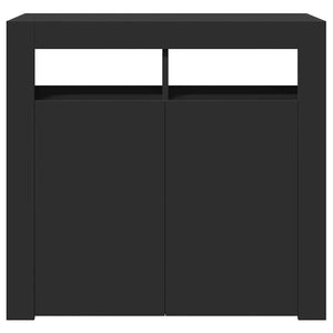 Schwarzes Sideboard mit LED-Leuchten 80 cm