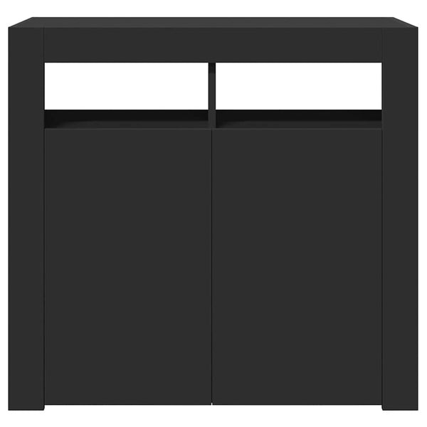 Schwarzes Sideboard mit LED-Leuchten 80 cm