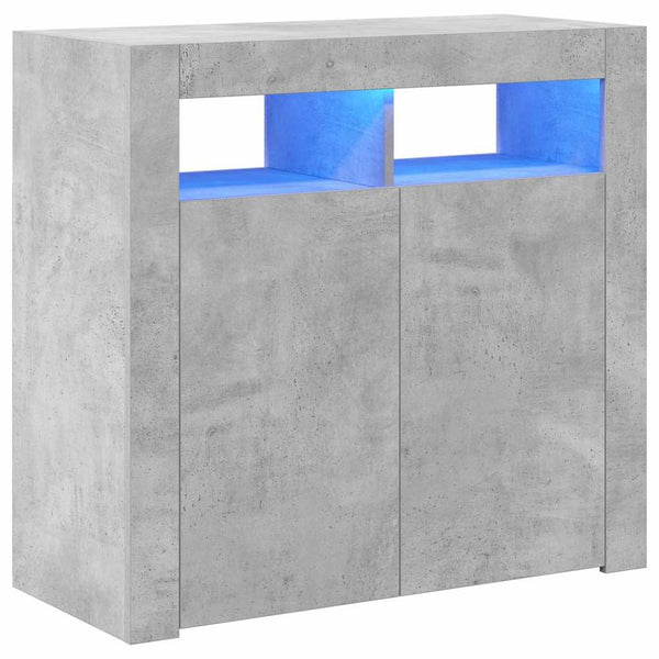 Sideboard mit LED Betongrau 80x35x75cm