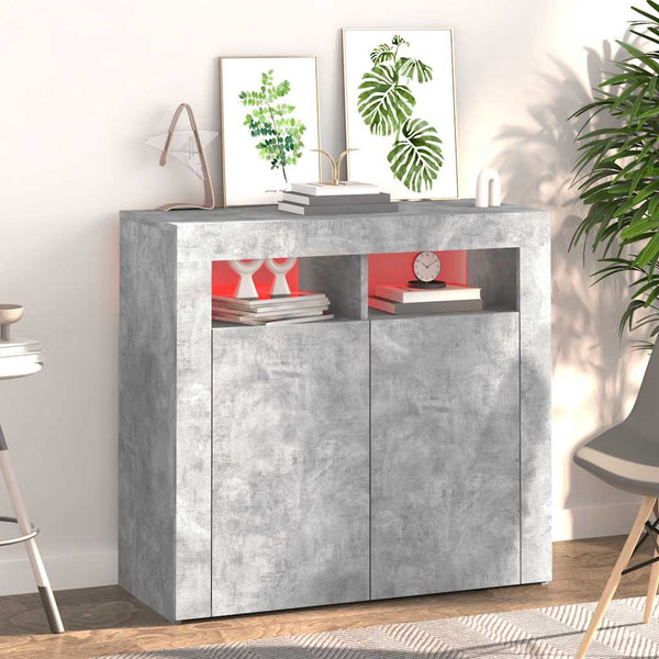 Sideboard mit LED Betongrau 80x35x75cm