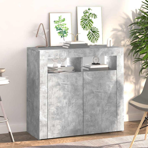 Sideboard mit LED Betongrau 80x35x75cm
