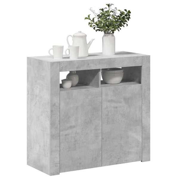 Sideboard mit LED Betongrau 80x35x75cm