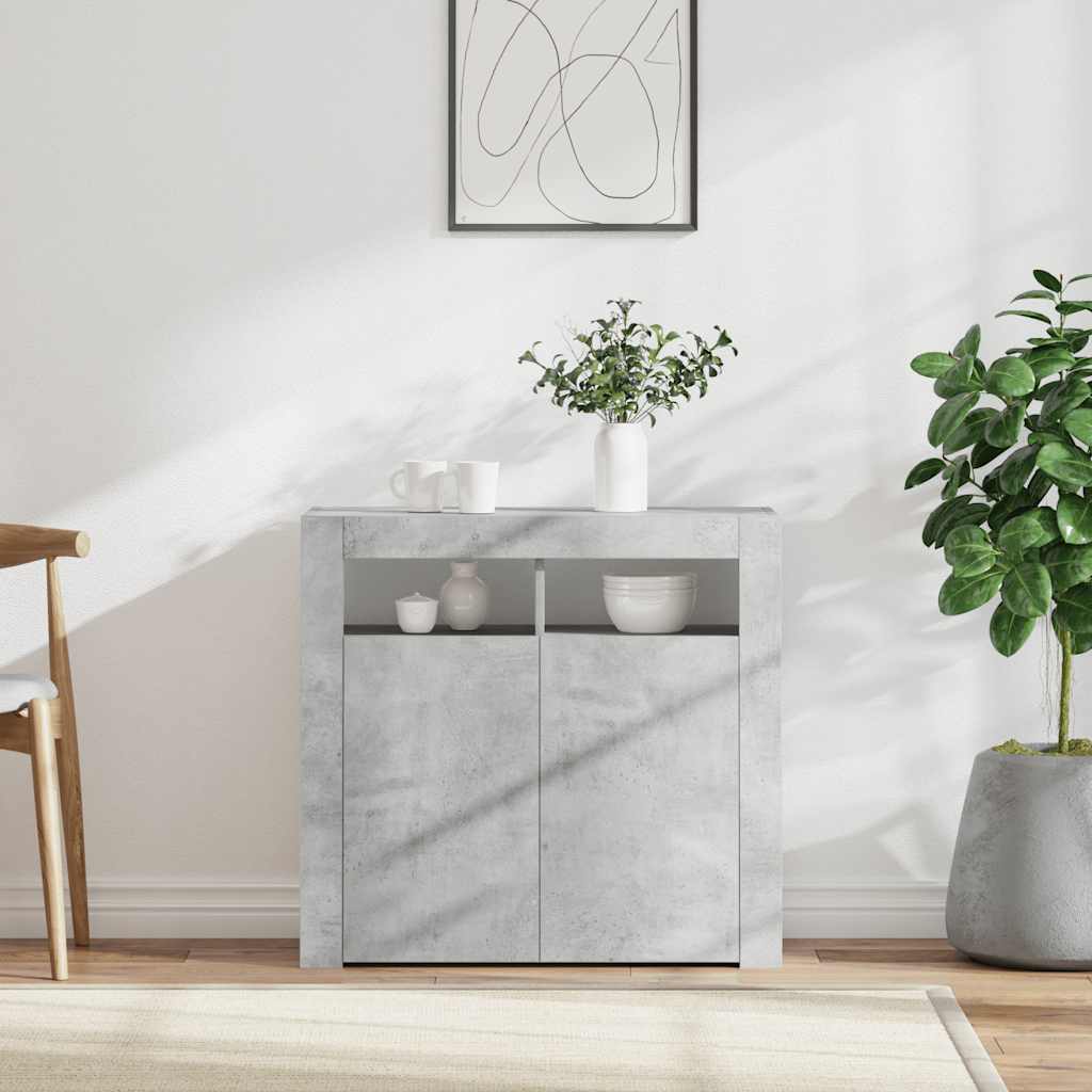 Sideboard mit LED Betongrau 80x35x75cm