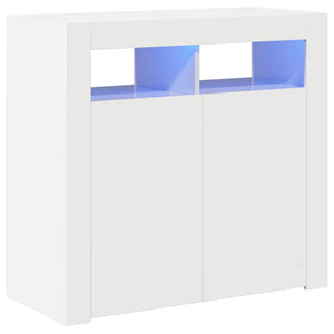 Sideboard Weiß Hochglanz mit LED 80cm