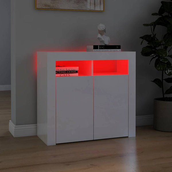 Sideboard Weiß Hochglanz mit LED 80cm