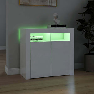 Sideboard Weiß Hochglanz mit LED 80cm