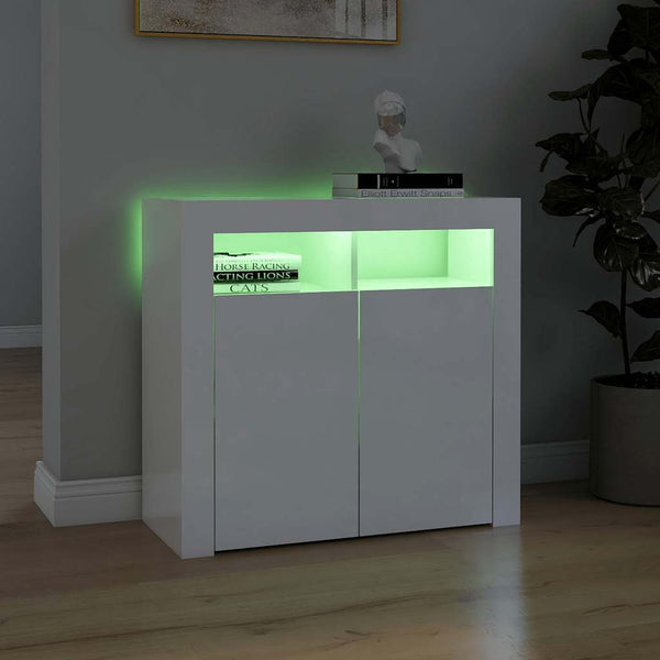 Sideboard Weiß Hochglanz mit LED 80cm