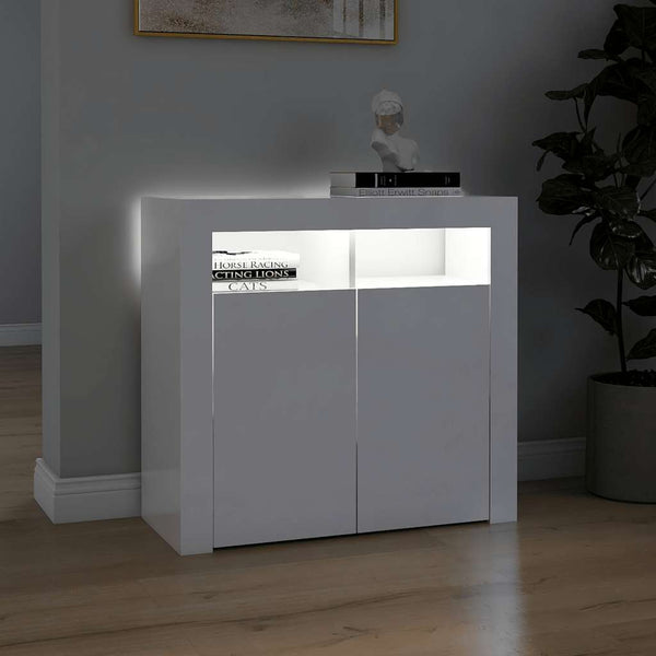 Sideboard Weiß Hochglanz mit LED 80cm
