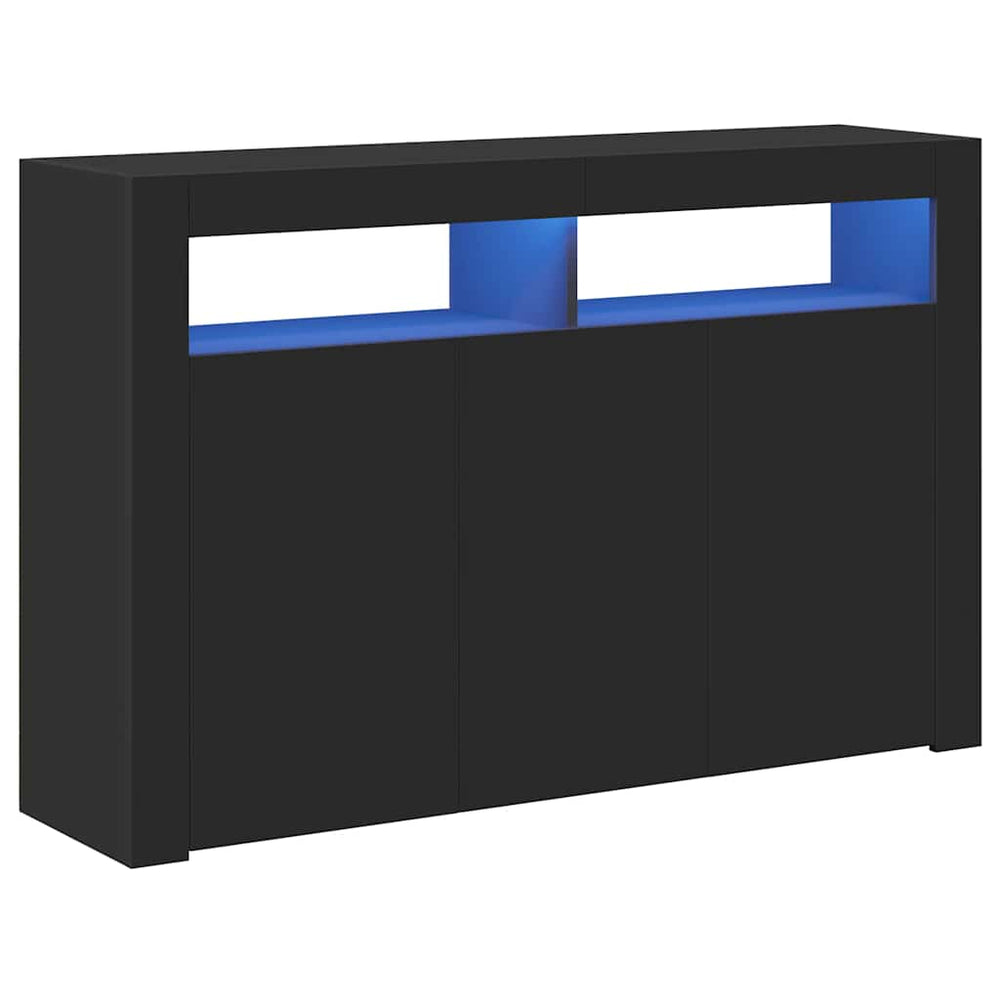 Schwarzes Sideboard mit LED-Leuchten 115,5 cm