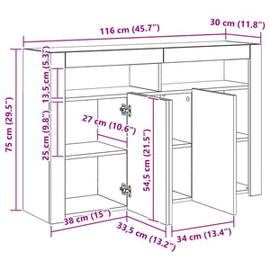 Schwarzes Sideboard mit LED-Leuchten 115,5 cm