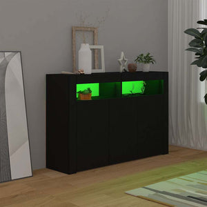 Schwarzes Sideboard mit LED-Leuchten 115,5 cm