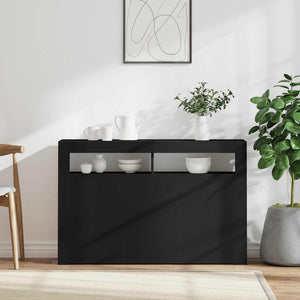 Schwarzes Sideboard mit LED-Leuchten 115,5 cm