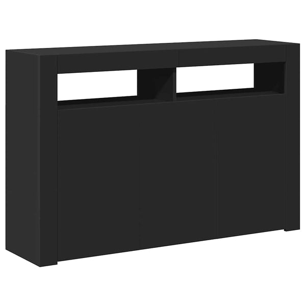Schwarzes Sideboard mit LED-Leuchten 115,5 cm