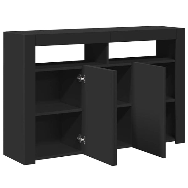 Schwarzes Sideboard mit LED-Leuchten 115,5 cm