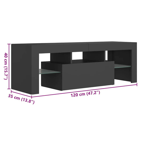 TV-Schrank Grau mit LED 120 cm