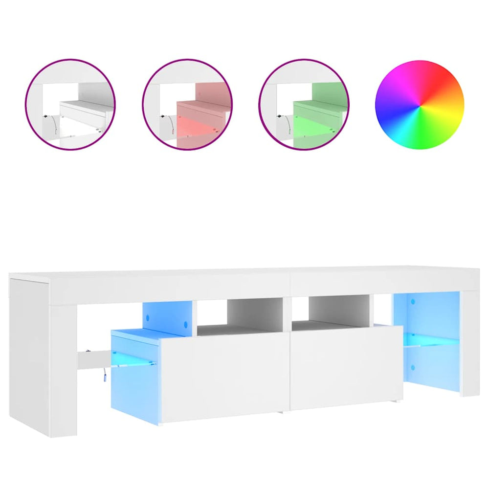 TV-Schrank Weiß mit LED 140 cm