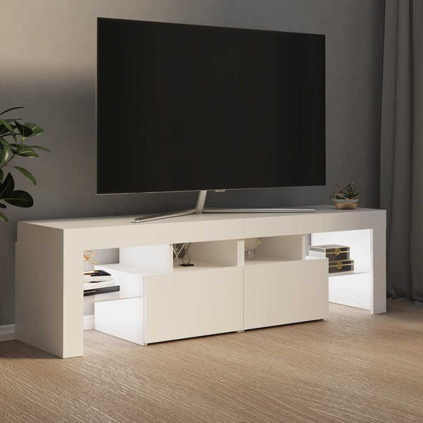 TV-Schrank Weiß mit LED 140 cm