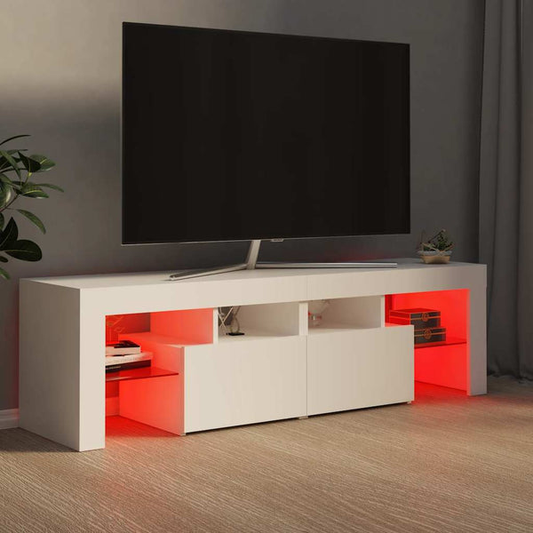 TV-Schrank Weiß mit LED 140 cm