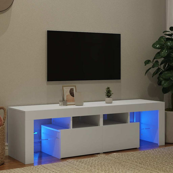 TV-Schrank Weiß mit LED 140 cm