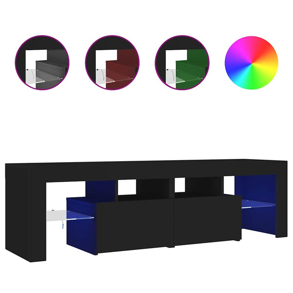 Meuble TV vidaXL avec éclairage LED Noir 140x36,5x40 cm