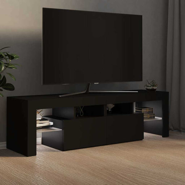 Meuble TV vidaXL avec éclairage LED Noir 140x36,5x40 cm