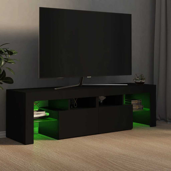 Meuble TV vidaXL avec éclairage LED Noir 140x36,5x40 cm