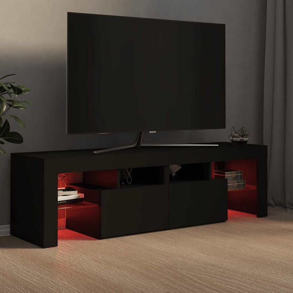 Meuble TV vidaXL avec éclairage LED Noir 140x36,5x40 cm