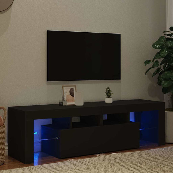 Meuble TV vidaXL avec éclairage LED Noir 140x36,5x40 cm