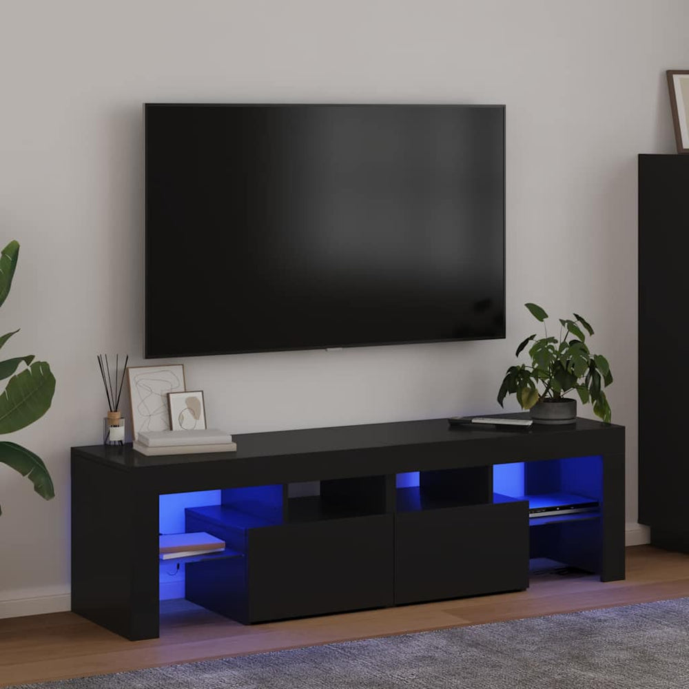 TV-Schrank Schwarz mit LED 140 cm