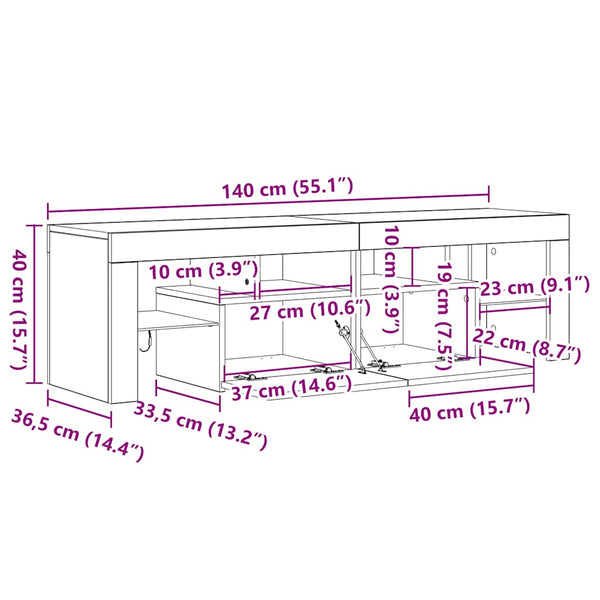 TV-Schrank Sonoma Eiche mit LED 140 cm