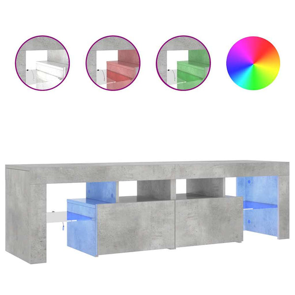 Meuble TV vidaXL avec éclairage LED Gris béton 140x36,5x40 cm