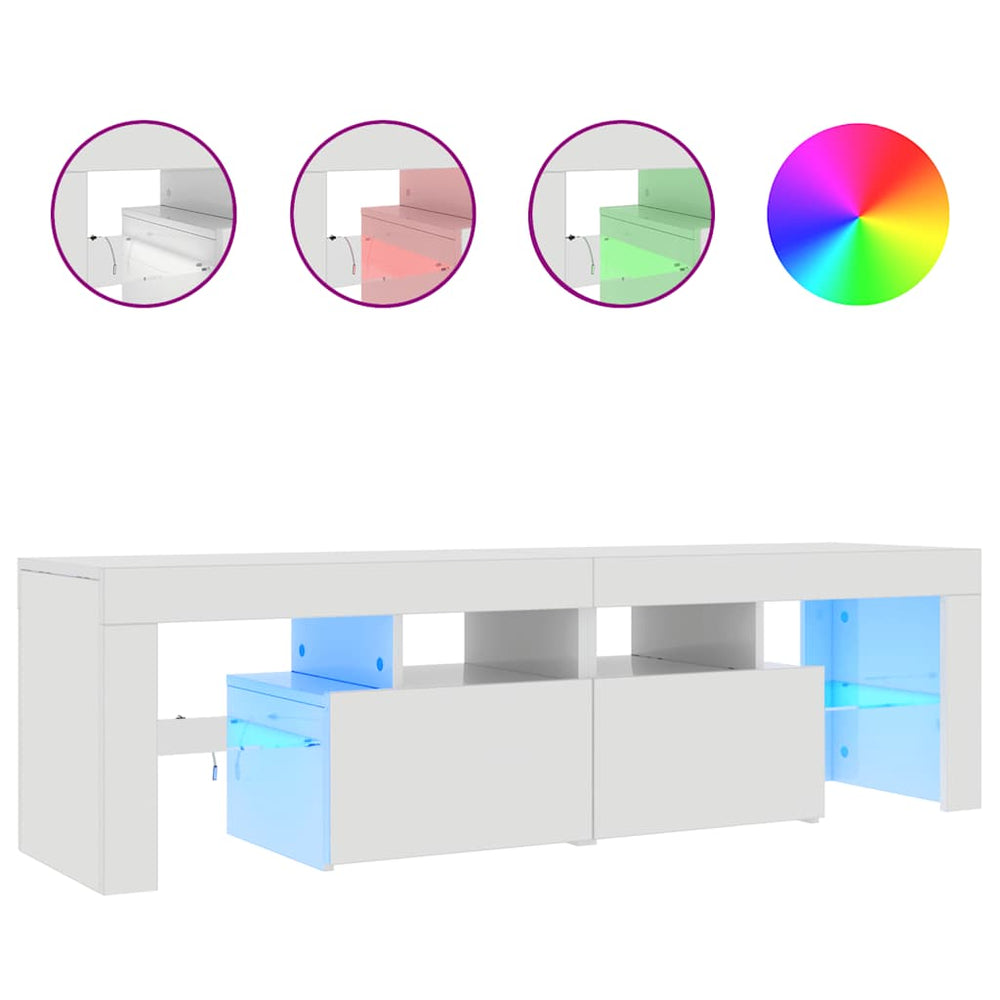 TV-Schrank Weiß Hochglanz mit LED 140cm