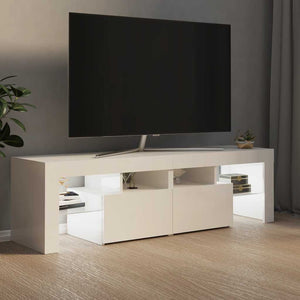 TV-Schrank Weiß Hochglanz mit LED 140cm
